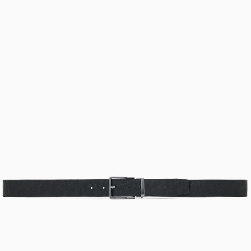Armani Exchange Men's Textured Black Belt with Polished Metal Buckle ARMANI EXCHANGE