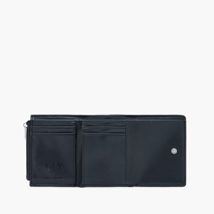 Armani Exchange Men's Bi-Fold Wallet with Embossed Pattern – Black ARMANI EXCHANGE
