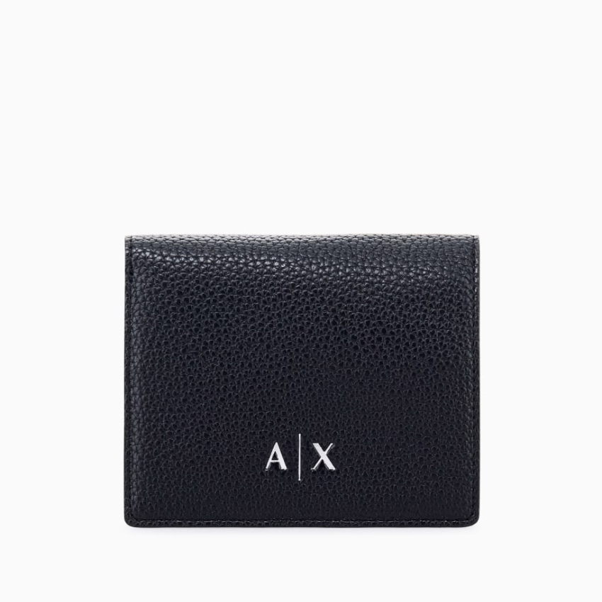 Armani Exchange Men's Textured Snap Wallet – Black ARMANI EXCHANGE