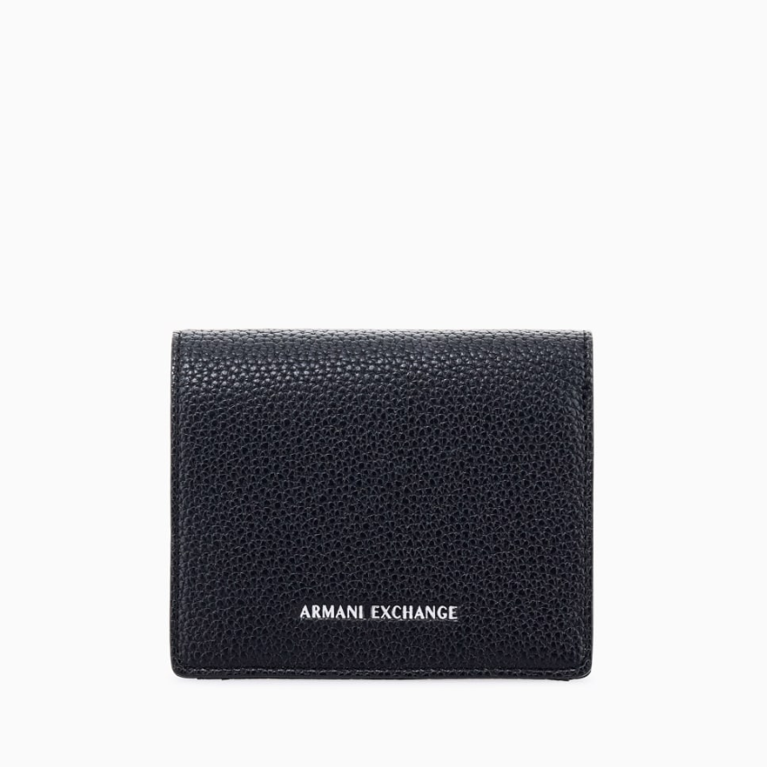 Armani Exchange Men's Textured Snap Wallet – Black ARMANI EXCHANGE