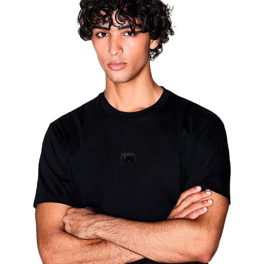 Armani Exchange Men's Night Lab Small Center Logo Cotton T-Shirt – Black ARMANI EXCHANGE
