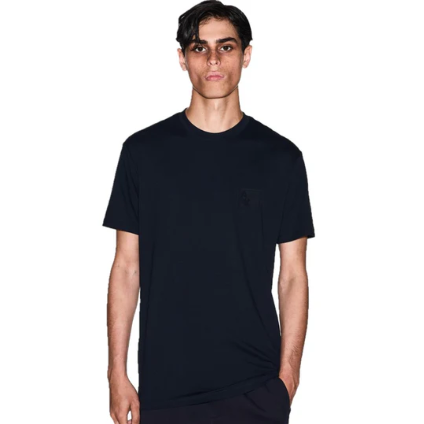 Armani Exchange Men's Deep Navy Regular Fit Cotton T-Shirt with Chest Patch ARMANI EXCHANGE