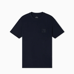 Armani Exchange Men's Deep Navy Regular Fit Cotton T-Shirt with Chest Patch ARMANI EXCHANGE
