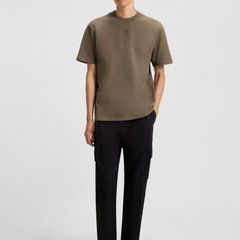 HUGO Dapolino Relaxed-Fit Cotton T-Shirt with Logo Print | Medium Grey