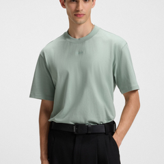 HUGO Dapolino Relaxed-Fit Cotton T-Shirt with Logo Print | Light/Pastel Green