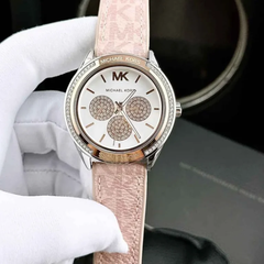 Michael Kors Women?s Quartz Watch ? Beige Silicone & Leather Strap, Gold Dial 40mm ? MK7204 (Copy)