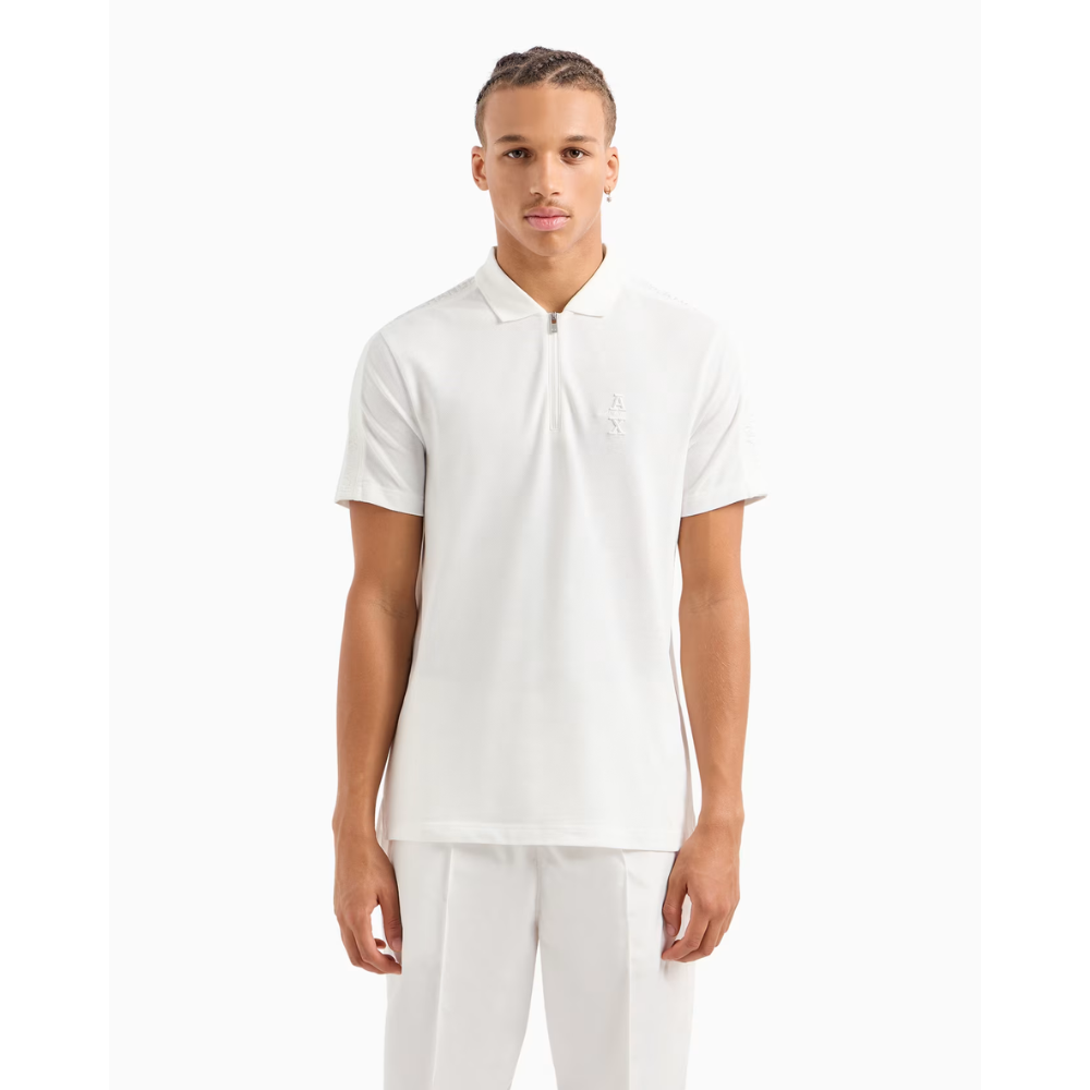 Armani Exchange REGULAR FIT COTTON ZIP POLO