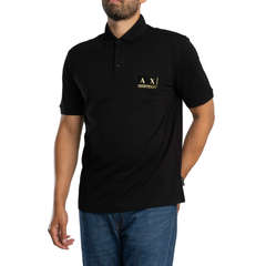 Armani Exchange Polo Shirt - BLACK DIAGNOL GOLD ARMANI EXCHANGE