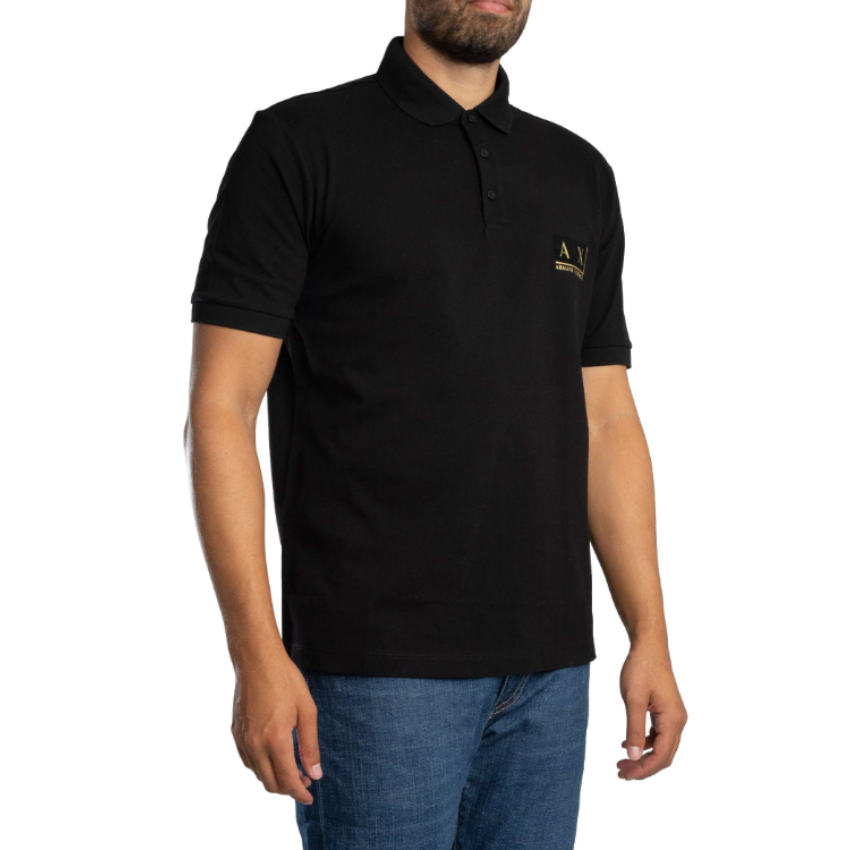Armani Exchange Polo Shirt - BLACK DIAGNOL GOLD ARMANI EXCHANGE
