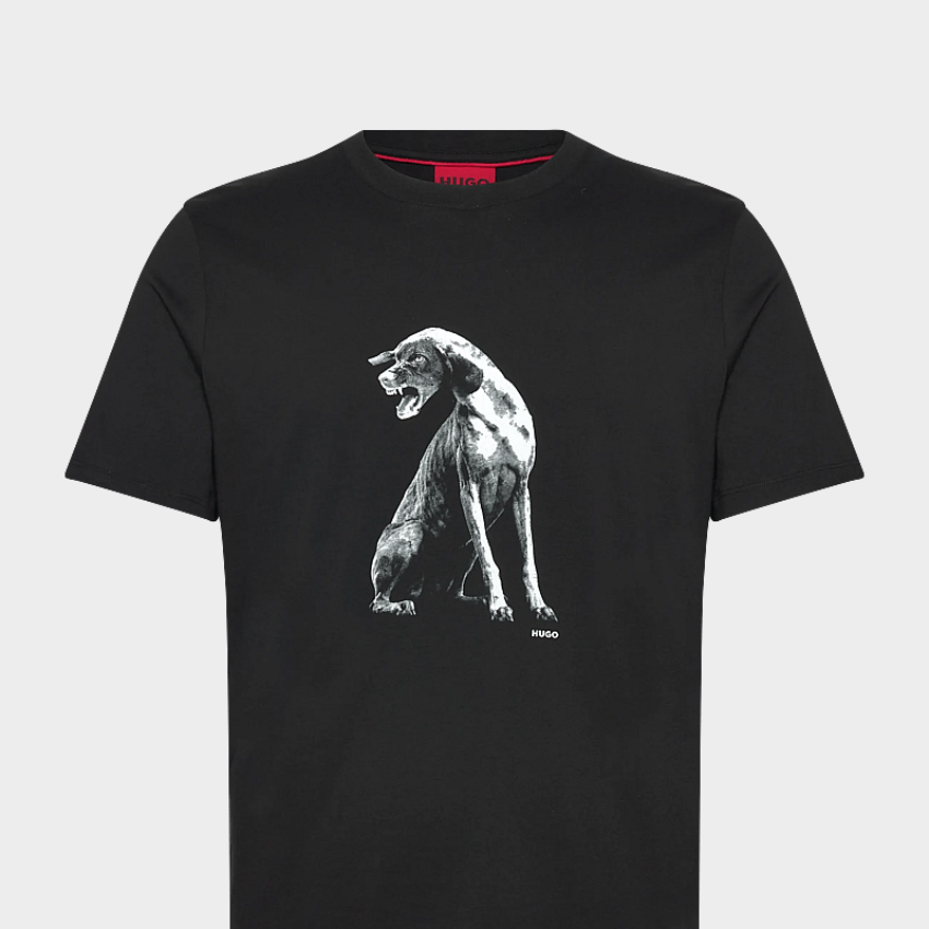HUGO Didug Short-Sleeved Cotton T-Shirt | Black Hugo Boss