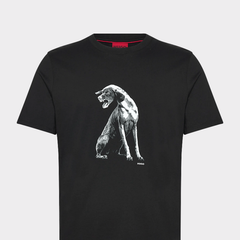 HUGO Didug Short-Sleeved Cotton T-Shirt | Black Hugo Boss