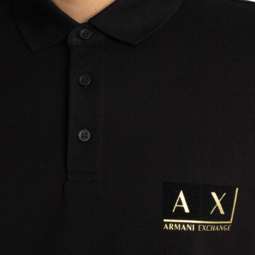 Armani Exchange Polo Shirt - BLACK DIAGNOL GOLD ARMANI EXCHANGE