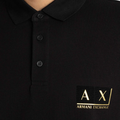 Armani Exchange Polo Shirt - BLACK DIAGNOL GOLD ARMANI EXCHANGE