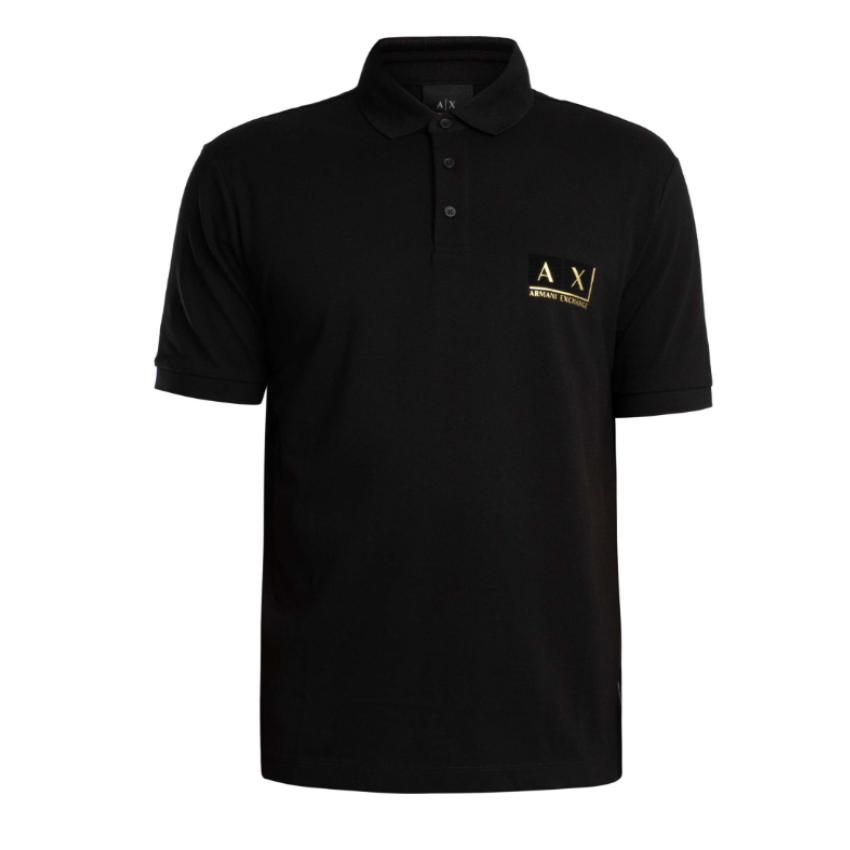 Armani Exchange Polo Shirt - BLACK DIAGNOL GOLD ARMANI EXCHANGE
