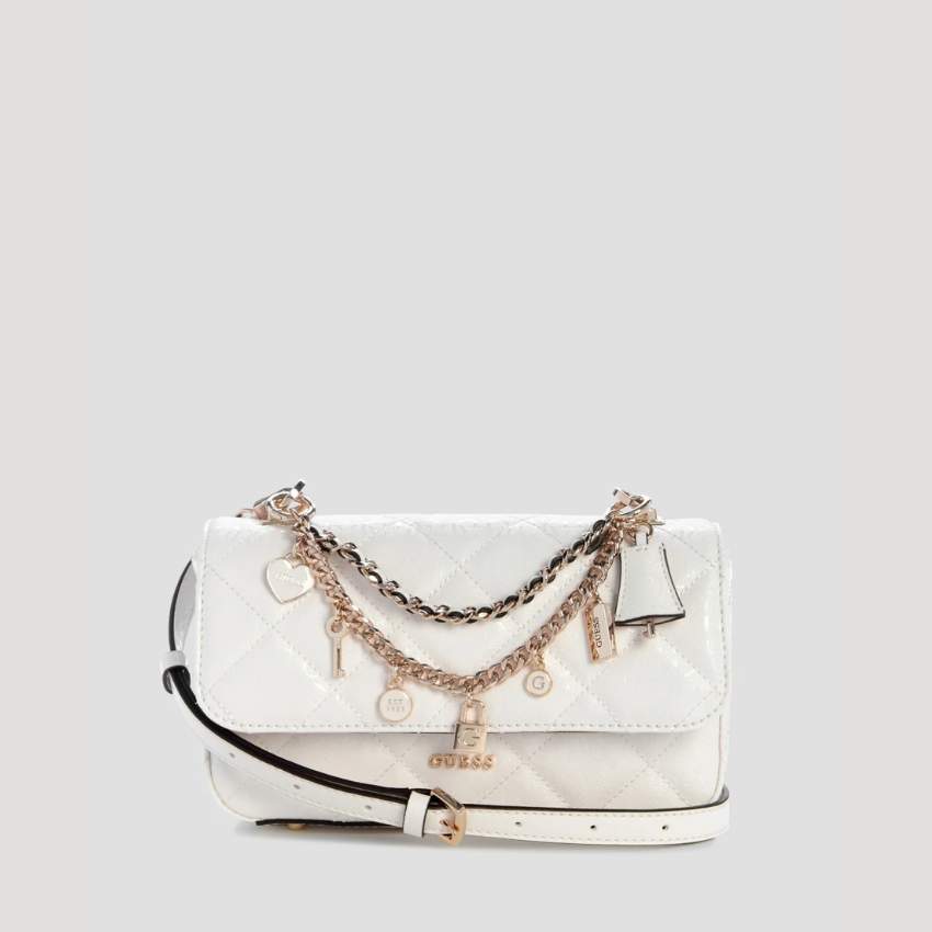 GUESS White libby flap crossbody bag Guess