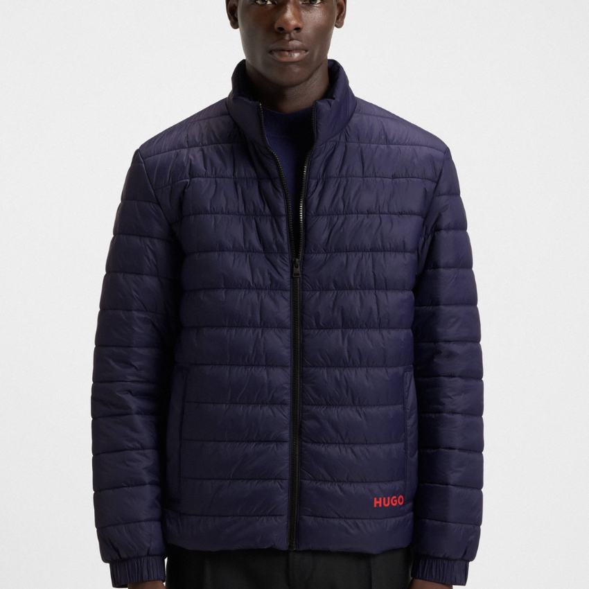 Hugo Boss Red Logo Water-Repellent Jacket Navy