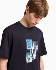 Regular fit T-shirt with photo print Navy