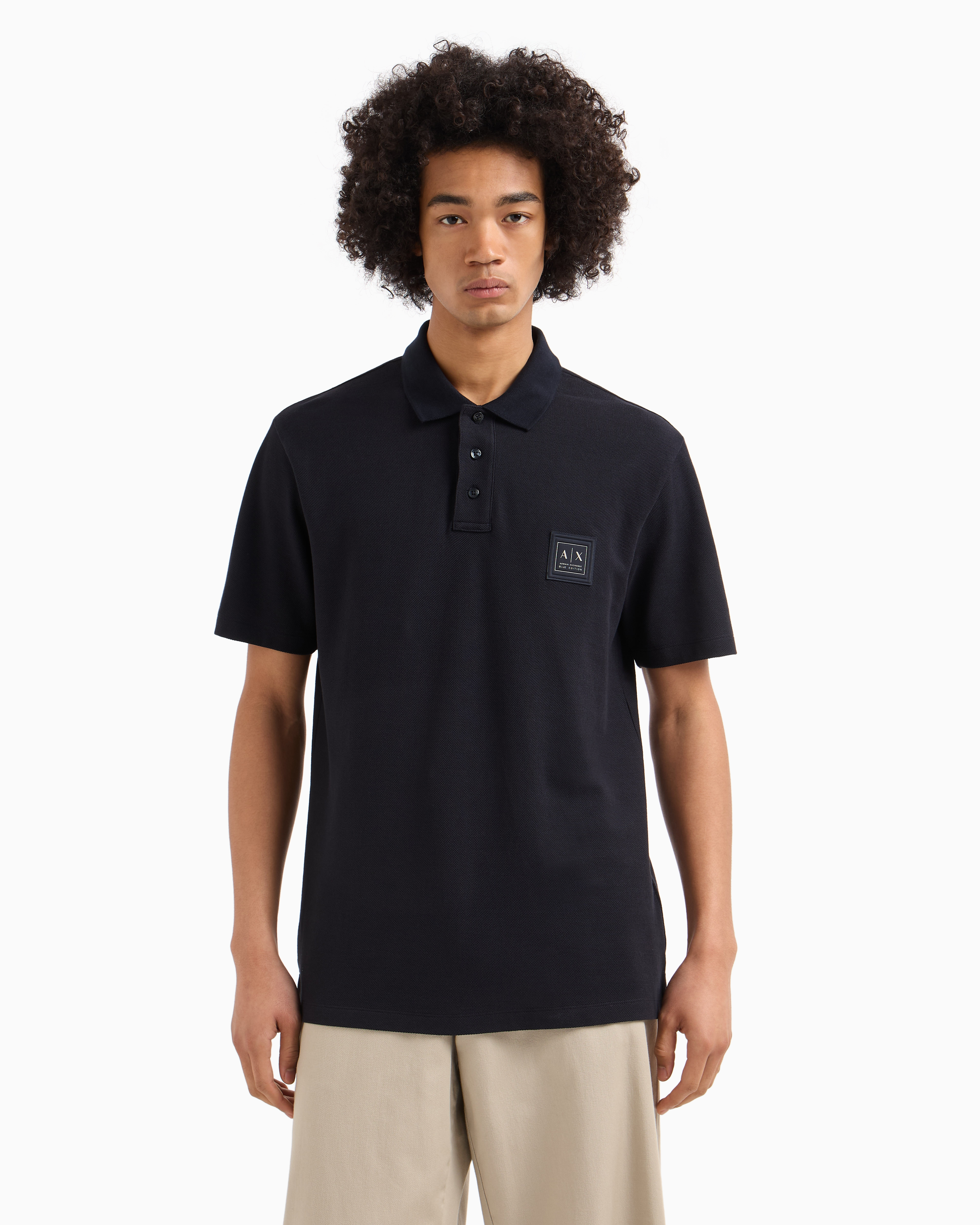 Armani Exchange Regular fit pique polo Navy