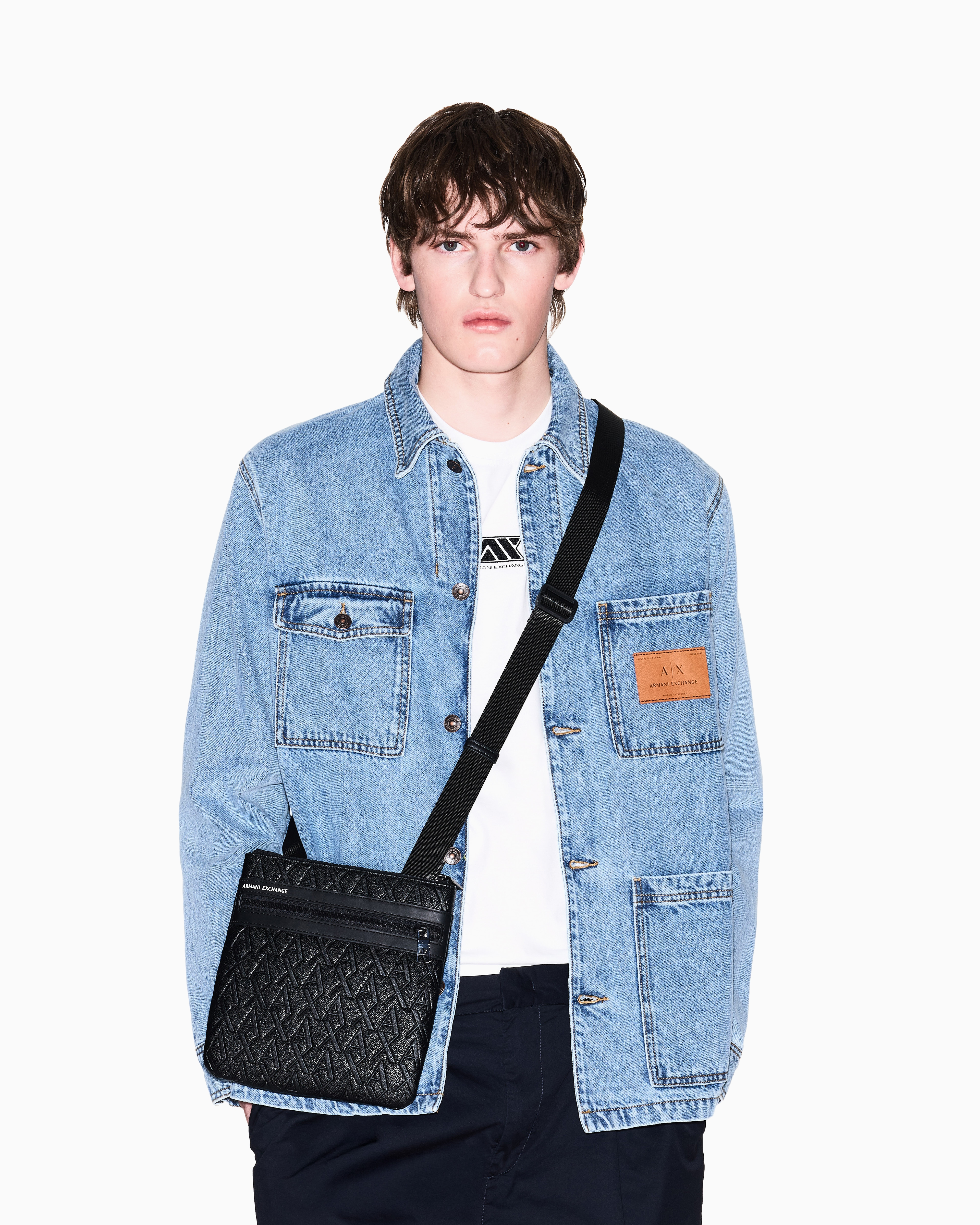 Armani Exchange Flat shoulder bag with allover logo