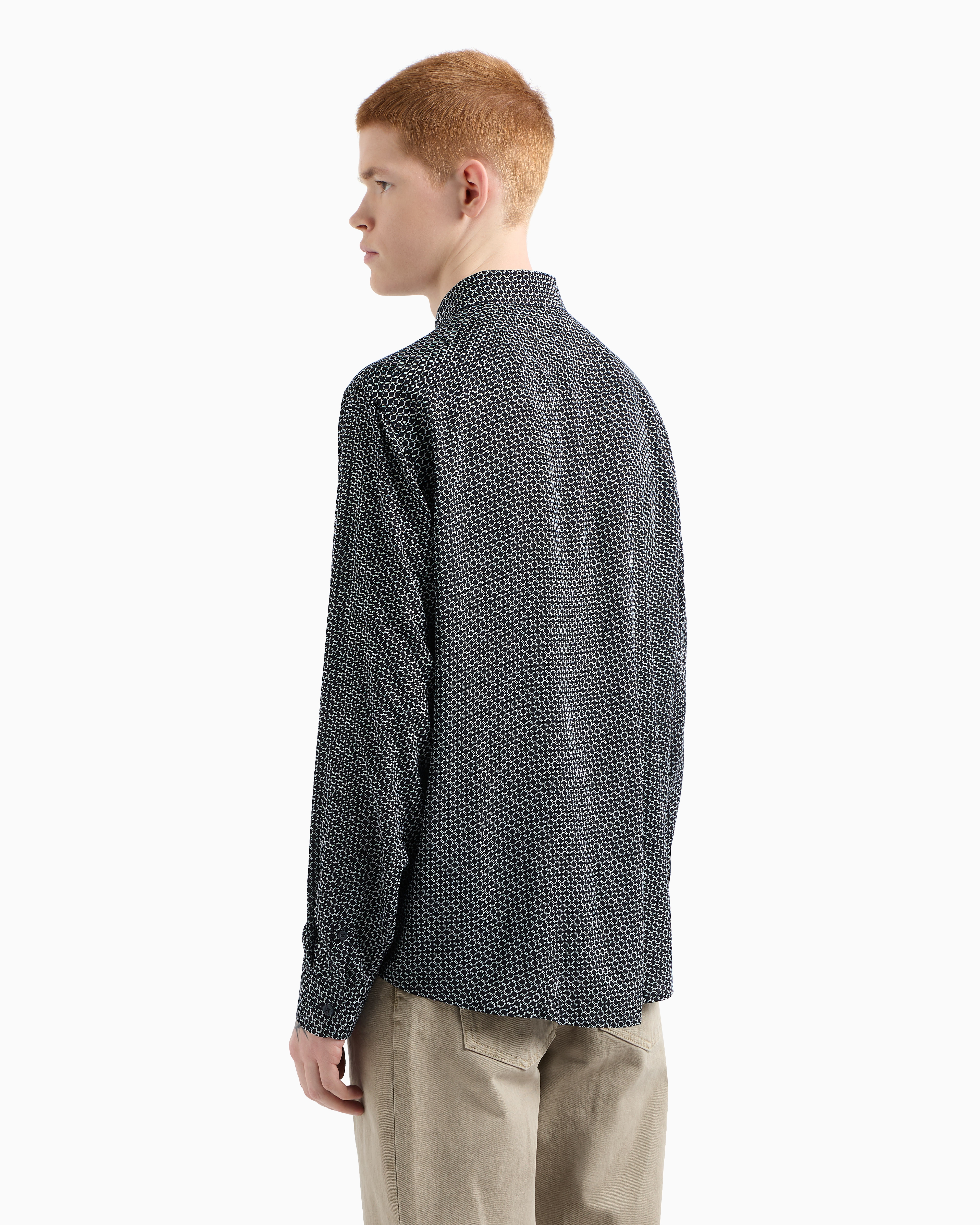 Armani Exchange Regular fit shirt in ASV fabric Deep Navy Logo Twist