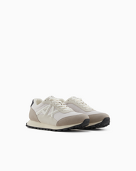 Armani Exchange Sneakers in eco-suede, mesh and nylon Taupe/Off-White