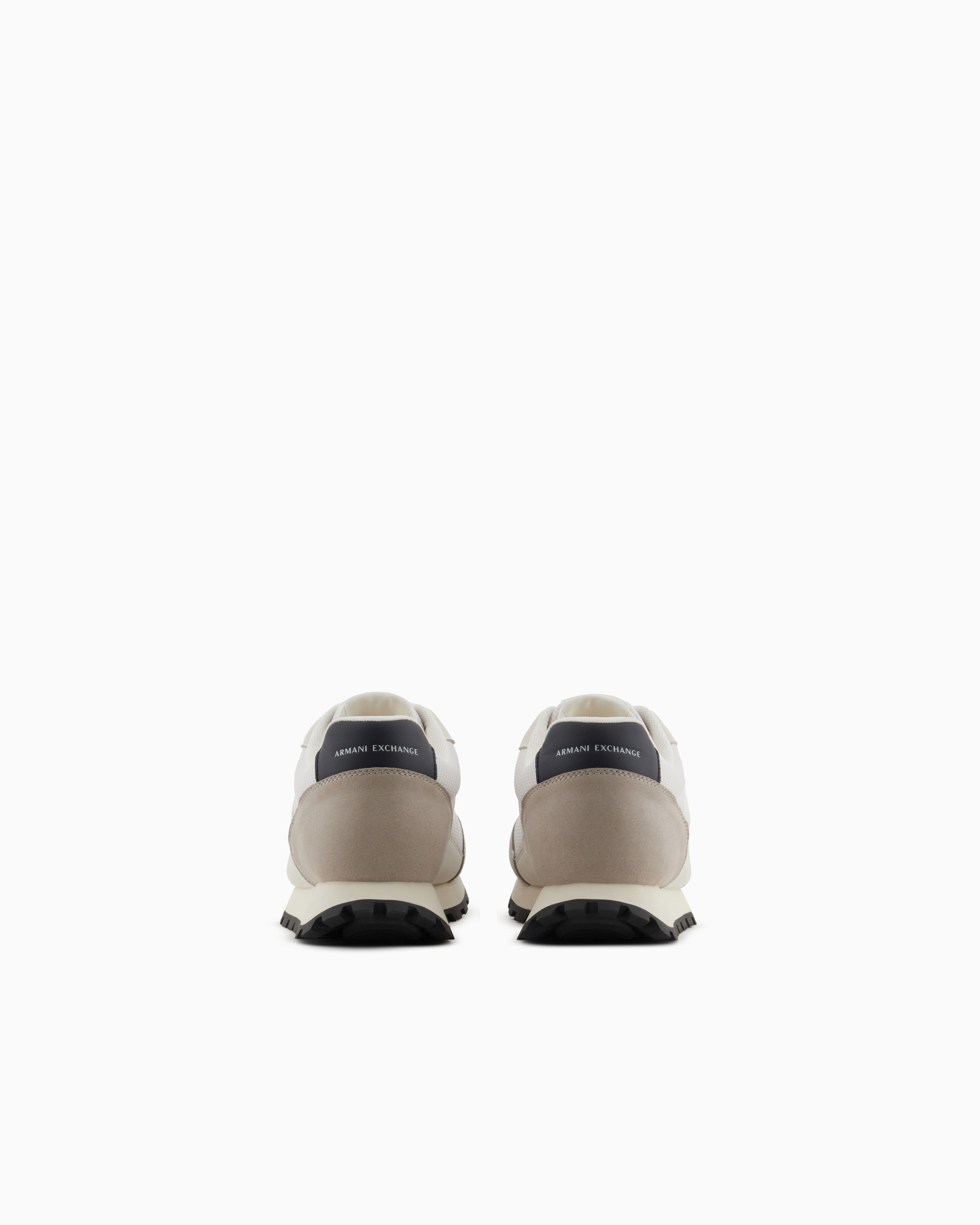 Armani Exchange Sneakers in eco-suede, mesh and nylon Taupe/Off-White