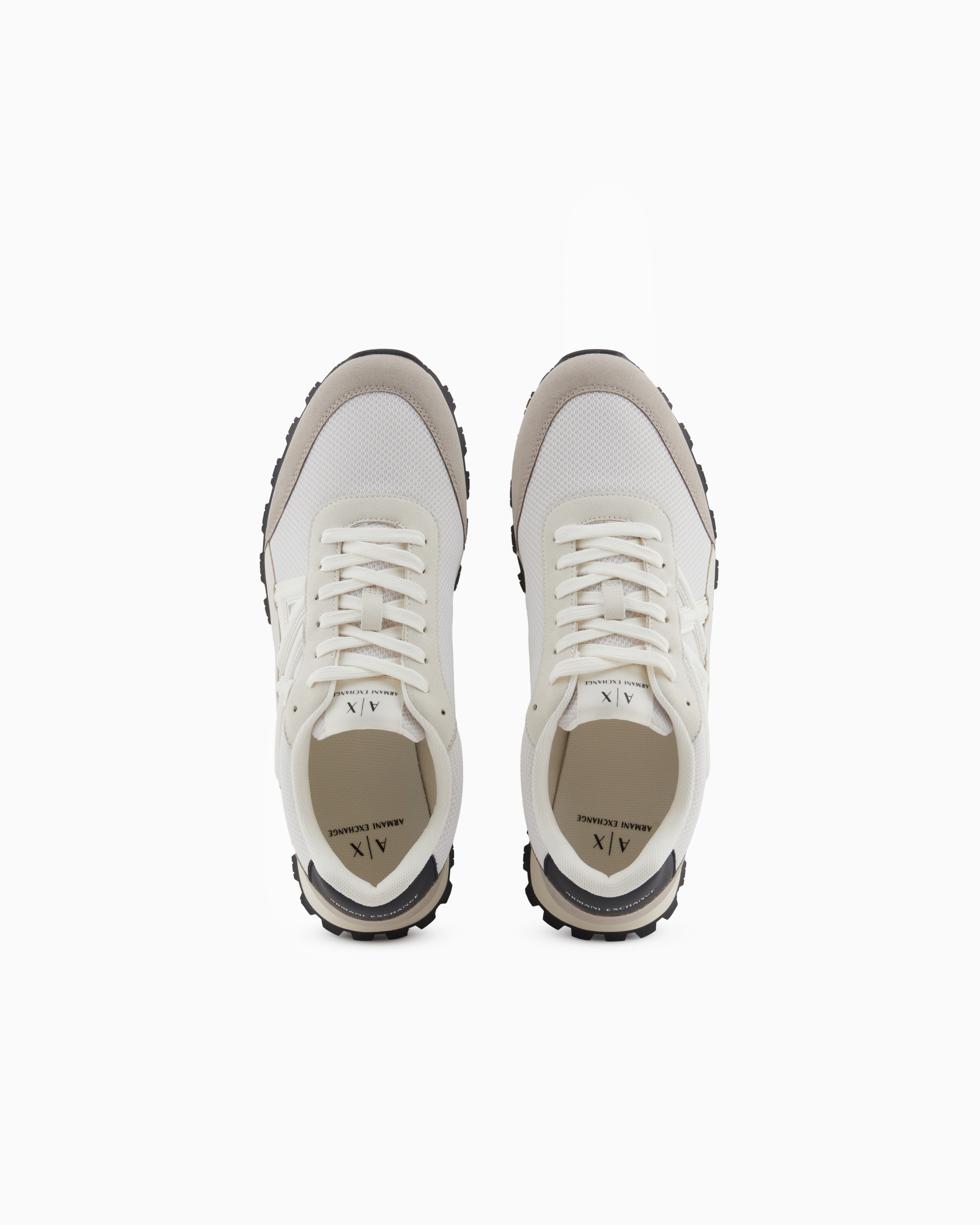 Armani Exchange Sneakers in eco-suede, mesh and nylon Taupe/Off-White