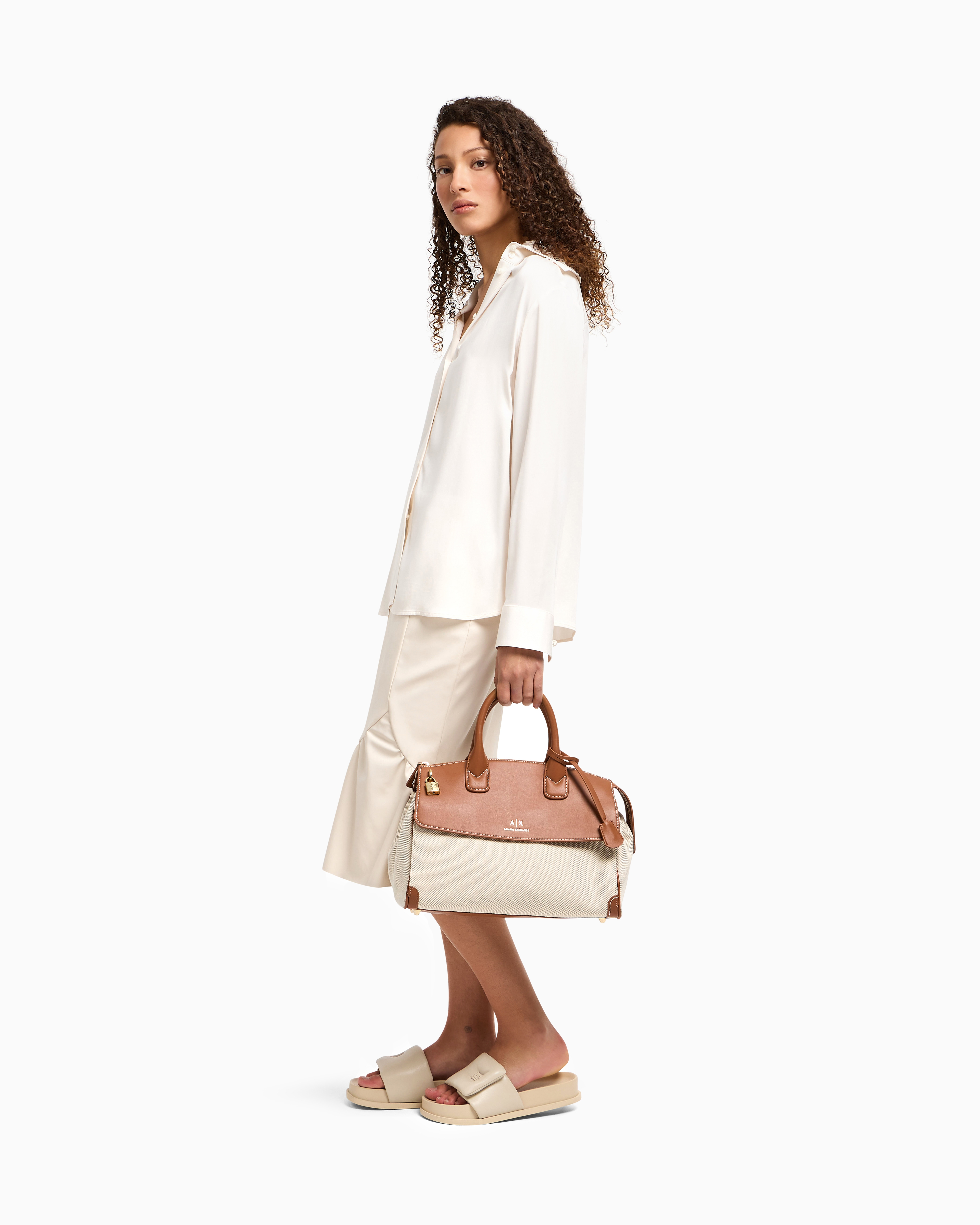 Armani Exchange Large Canvas Tote Bag