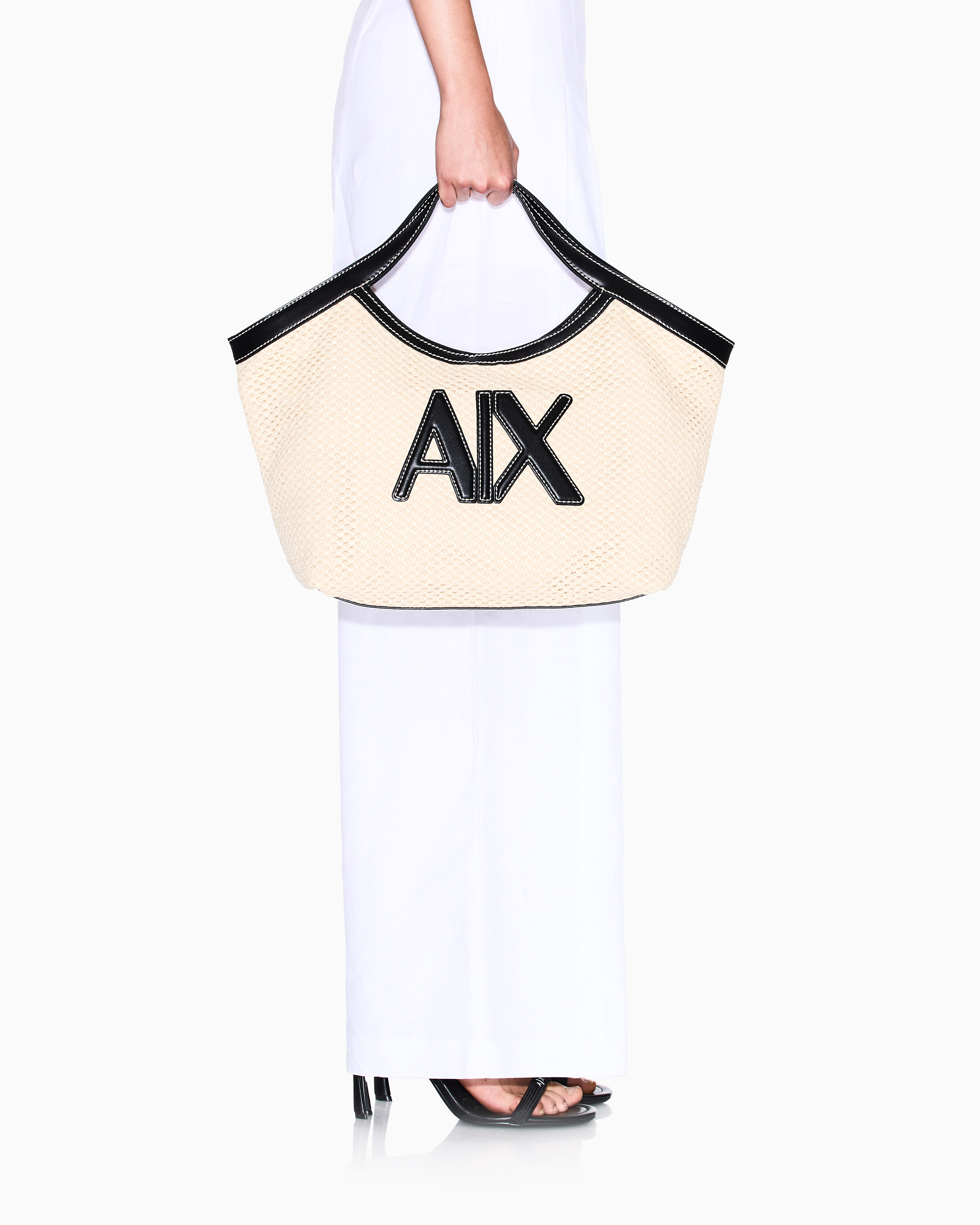 Armani Exchange Woven fabric handbag with logo
