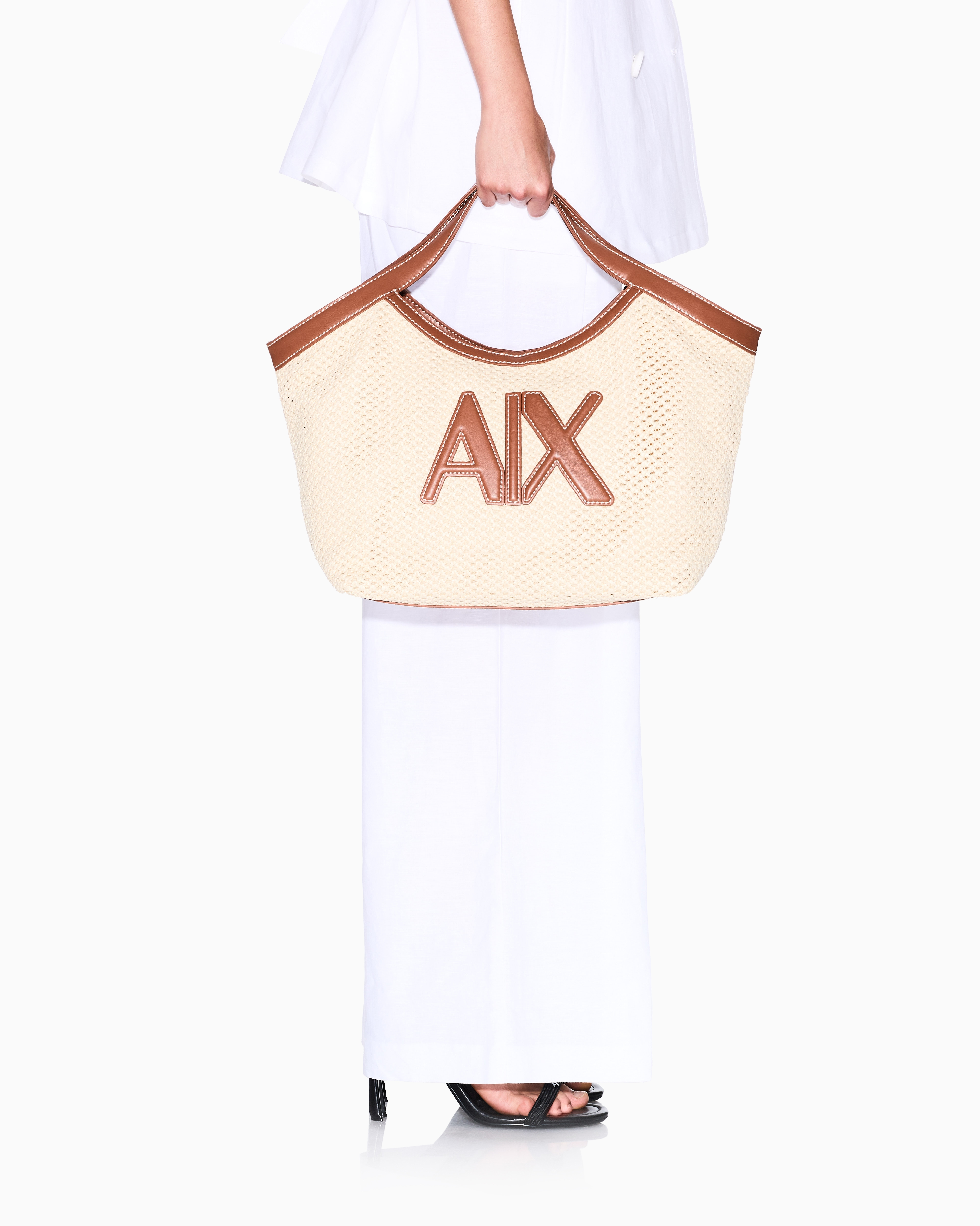 Armani Exchange Woven fabric handbag with logo