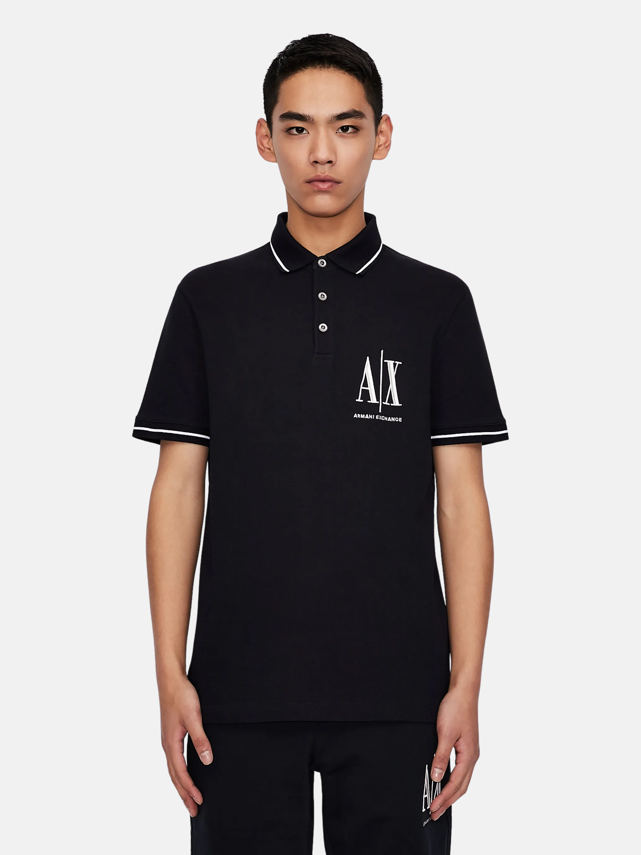 ARMANI EXCHANGE ICON PERIOD POLO SHIRT MAN BLACK 8NZFPA