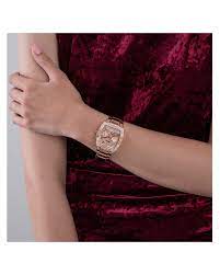 GUESS Factory Rose Gold-Tone Square Multifunction Watch