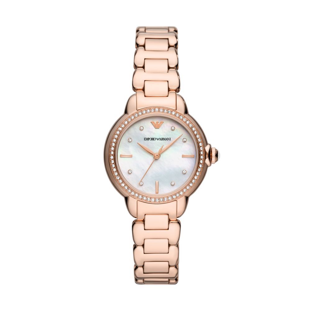 Emporio Armani Women's Three-Hand Rose Gold-Tone Stainless Steel Watch AR11523