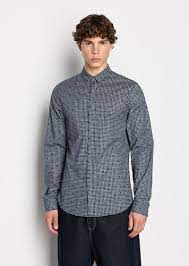 ARMANI EXCHANGE Patterned shirt with pointed collar