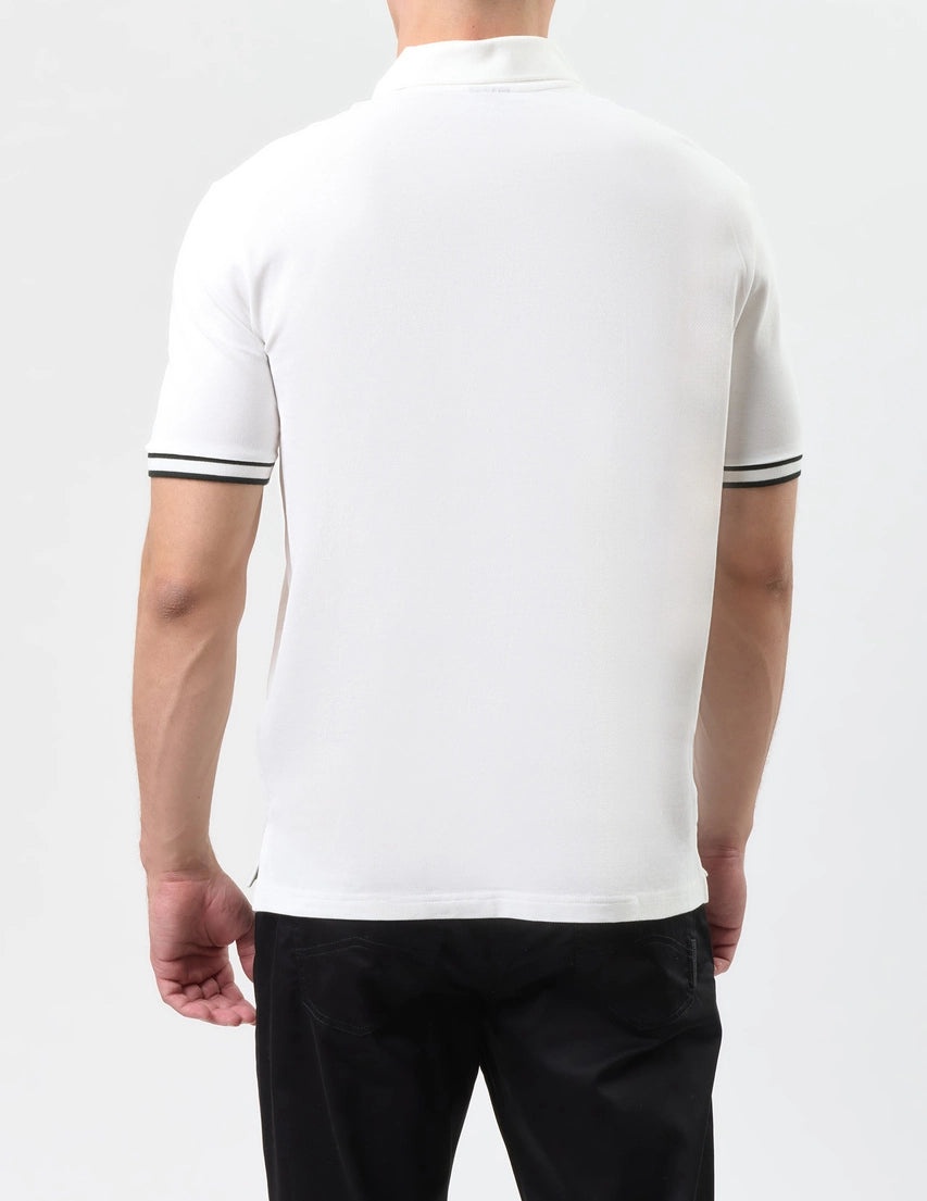 Armani Exchange Regular fit polo with zip Off-White