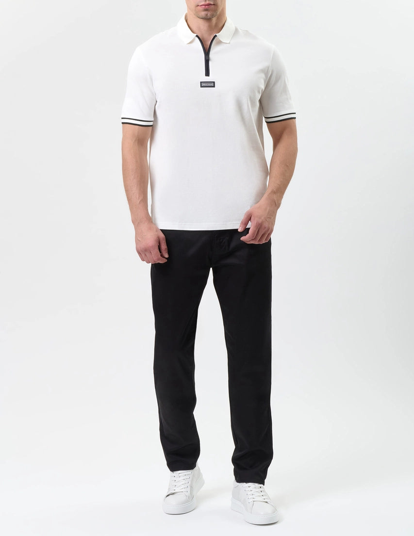 Armani Exchange Regular fit polo with zip Off-White
