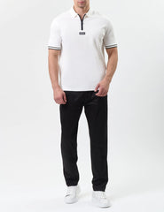 Armani Exchange Regular fit polo with zip Off-White