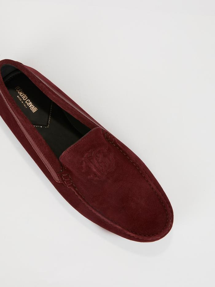 Roberto Cavalli Men Shoes-Red Suede Logo