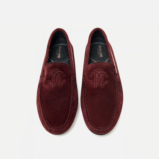 Roberto Cavalli Men Shoes-Red Suede Logo