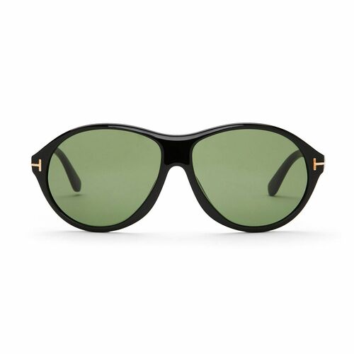 Tomford Oval Black Frame & Green Mirrored Sunglasses For Women - Tyler TF398 01N