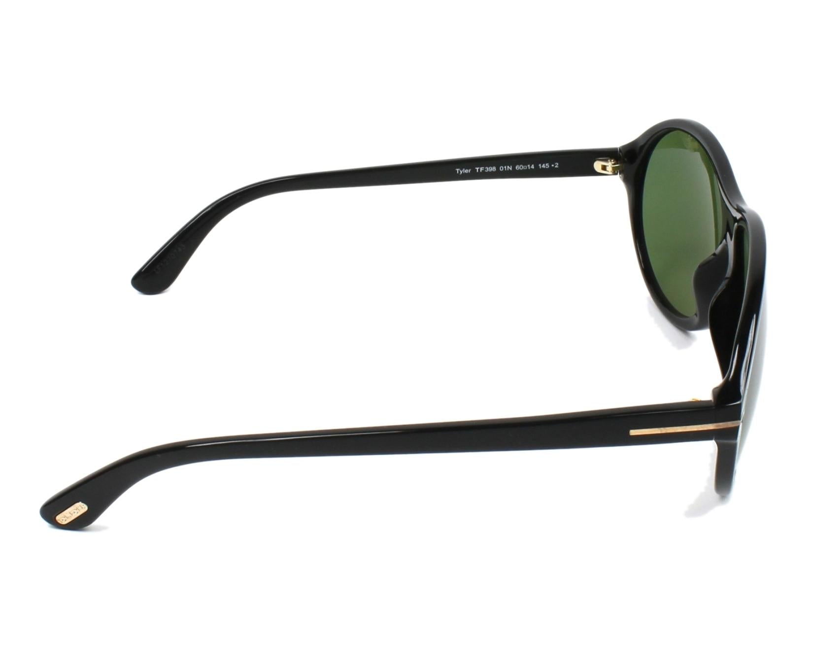 Tomford Oval Black Frame & Green Mirrored Sunglasses For Women - Tyler TF398 01N