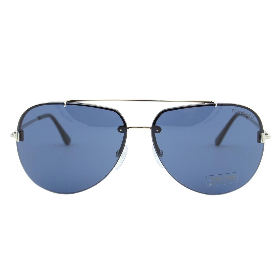 Tom Ford BRAD - 02 FT 0584 Shiny Palladium / Blue Aviator Sunglasses